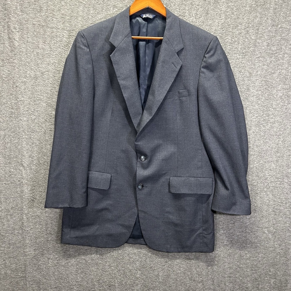 Kuppenheimer Mens‎ Jacket Navy Blue Wool Blazer Solid Pattern USA Approx 40L